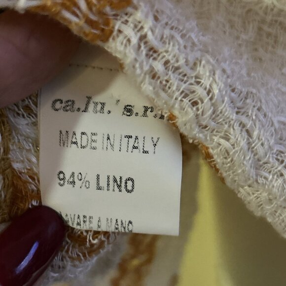 Marilu Orange Italian Linen Top Open Knit Lagenlook Plaid Tunic Shirt XL - Picture 14 of 16